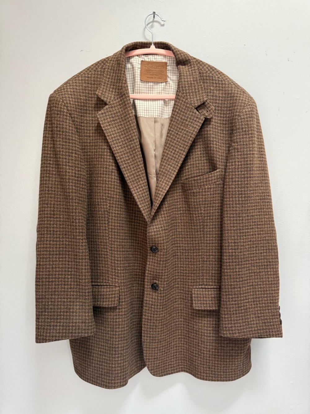 Vintage Pendleton Brown Houndstooth Wool Sport Coat